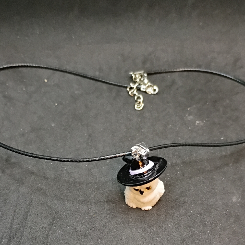 Cute Black Hat Owl Pendant Necklace